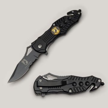 " P.O.W " Rescue Style Assist Knife 4.5" Closed Black